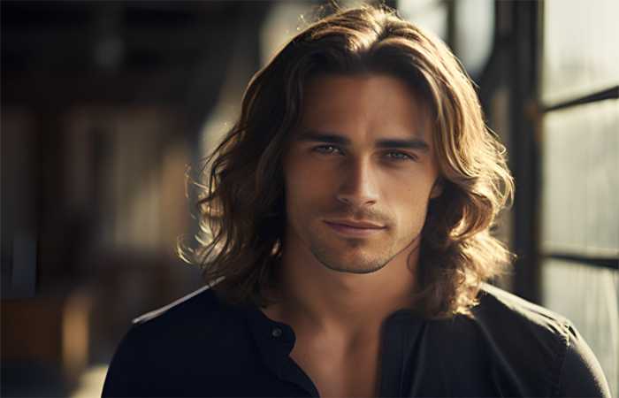 Side-part with Shoulder-length Hair - Heart Face Shape Hairstyles Male