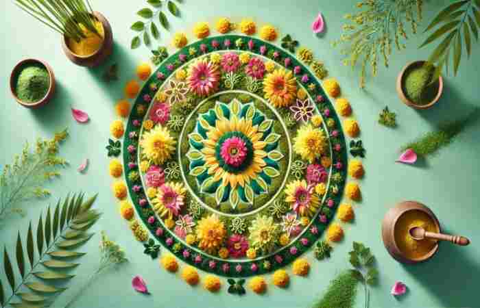 Eco-Friendly Practices - Simple Rangoli Designs With Flowers